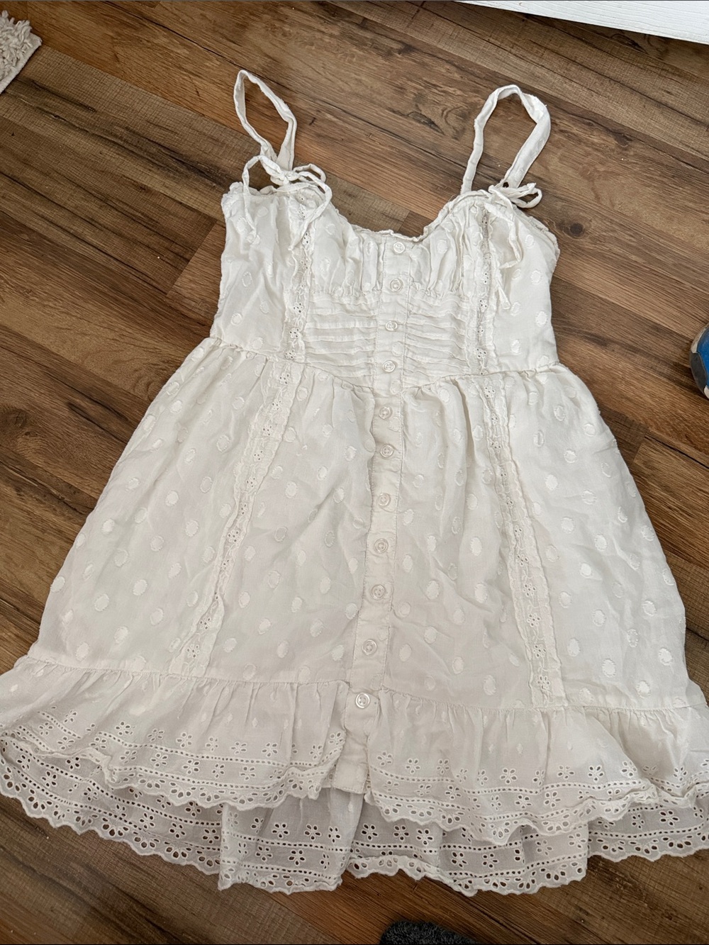 Urban Outfitters White Eyelet Sundress with Ruffle Hem